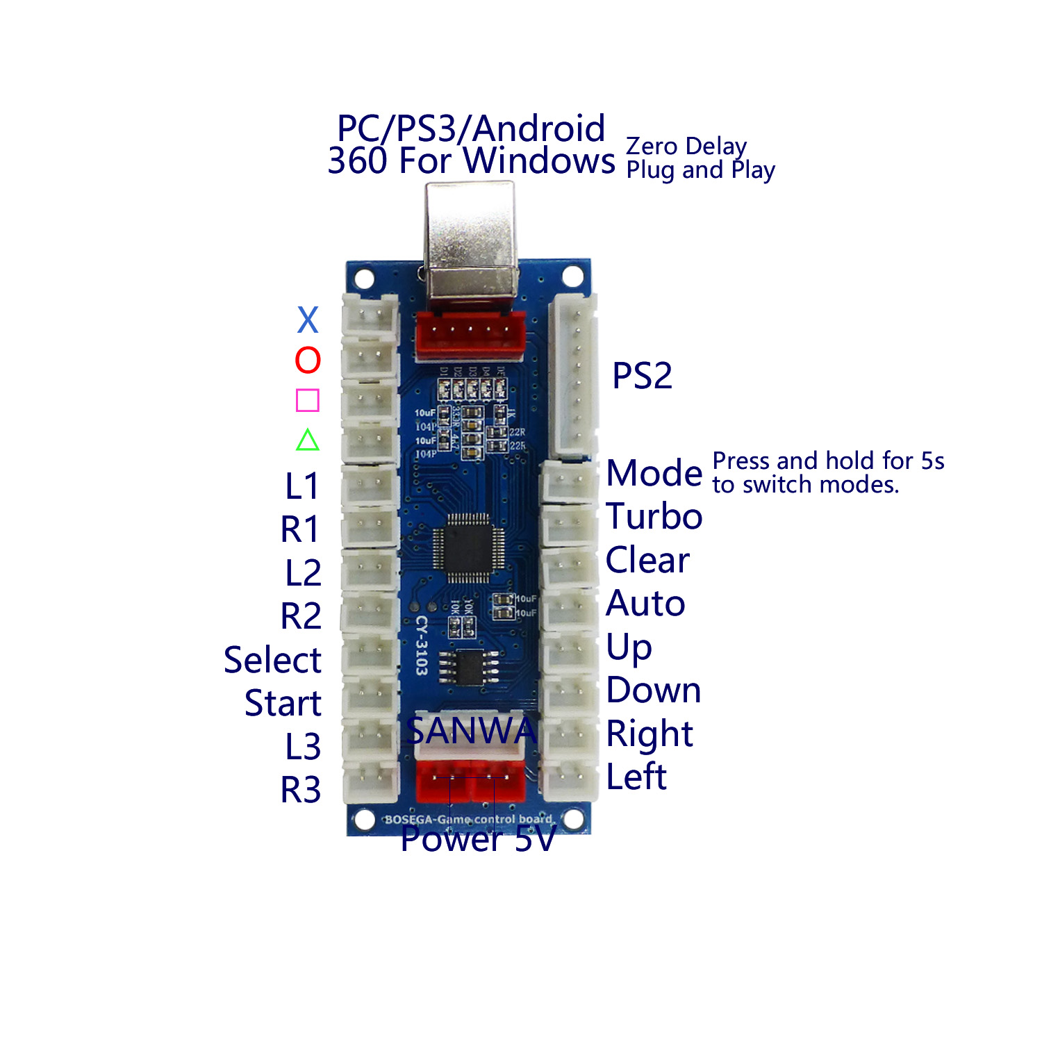 SJ@JX Arcade Controller Zero D - Arcade Button Pcb recension och pris