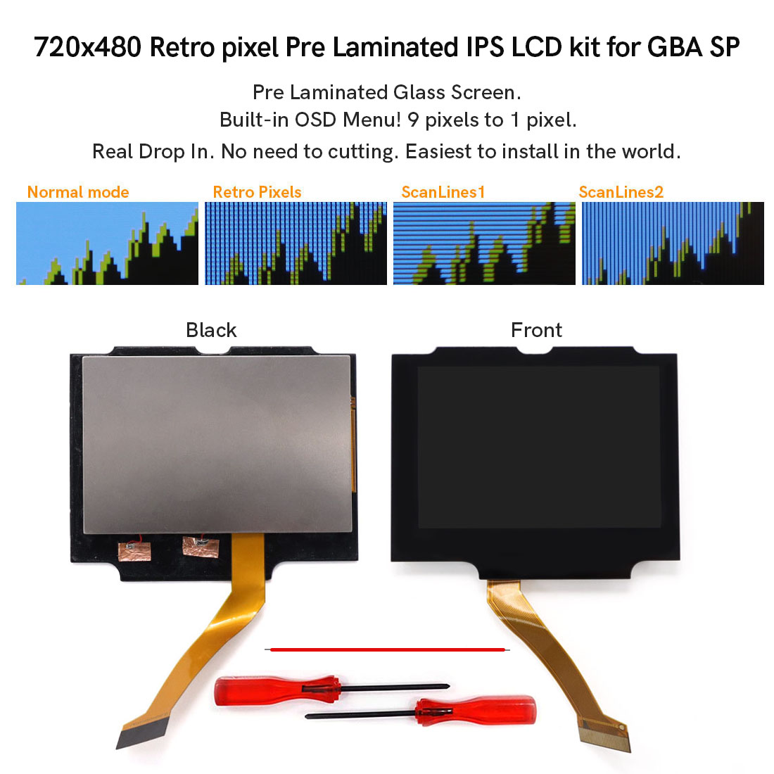 For  GBA SP V5  720x480 Retro  - Lcd Screen Arcade recension och pris